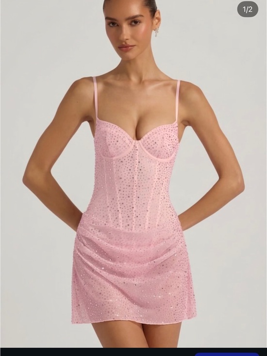 Oh Polly Other - Oh Polly Pink Beaded Sheer Slip Dress
